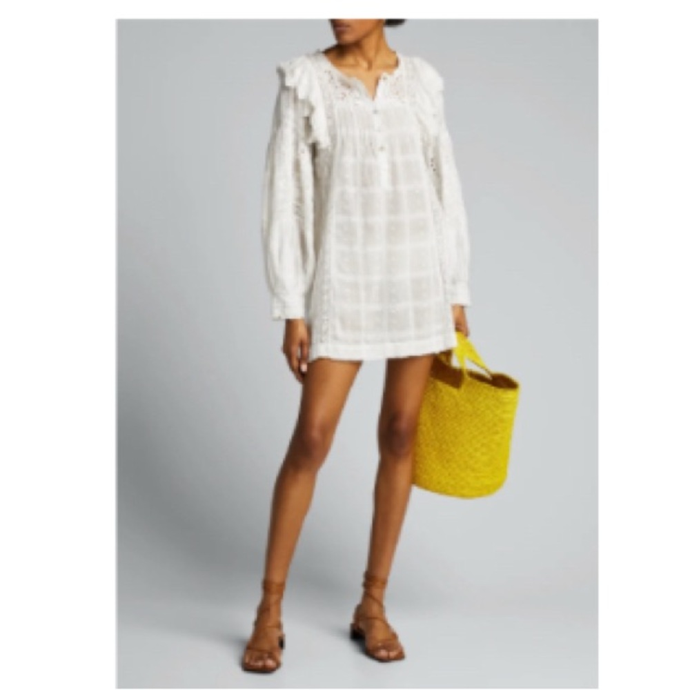 Loveshackfancy Baxter Long Sleeve Cotton Eyelet Mini Dress Small